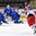 GRAND FORKS, NORTH DAKOTA - APRIL 19: Russia's Mikhail Sergachyov #2 shoots the puck while Russia's Mikhail Bitsadze #98 looks on and Sweden's Jacob Moverare #6, Filip Gustavsson #1, and Marcus Davidsson #18 defends during preliminary round action at the 2016 IIHF Ice Hockey U18 World Championship. (Photo by Matt Zambonin/HHOF-IIHF Images)

